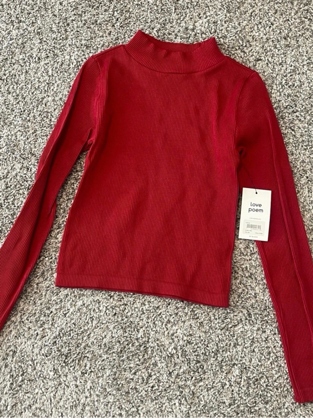 Love Poem Red Ribbed Mock Turtleneck Sweater